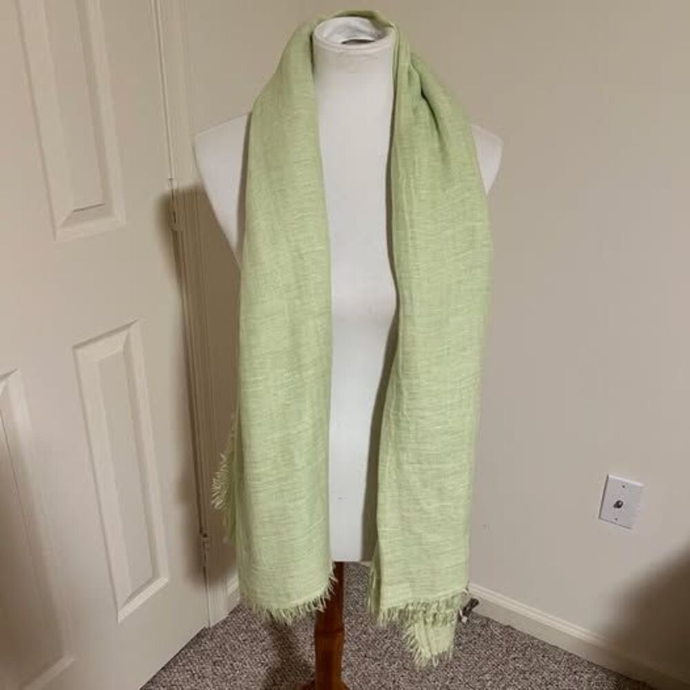 Free People Light Green Fringed Scarf